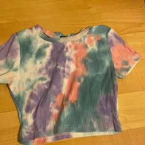 Small, tie dye rib-knit crop tee